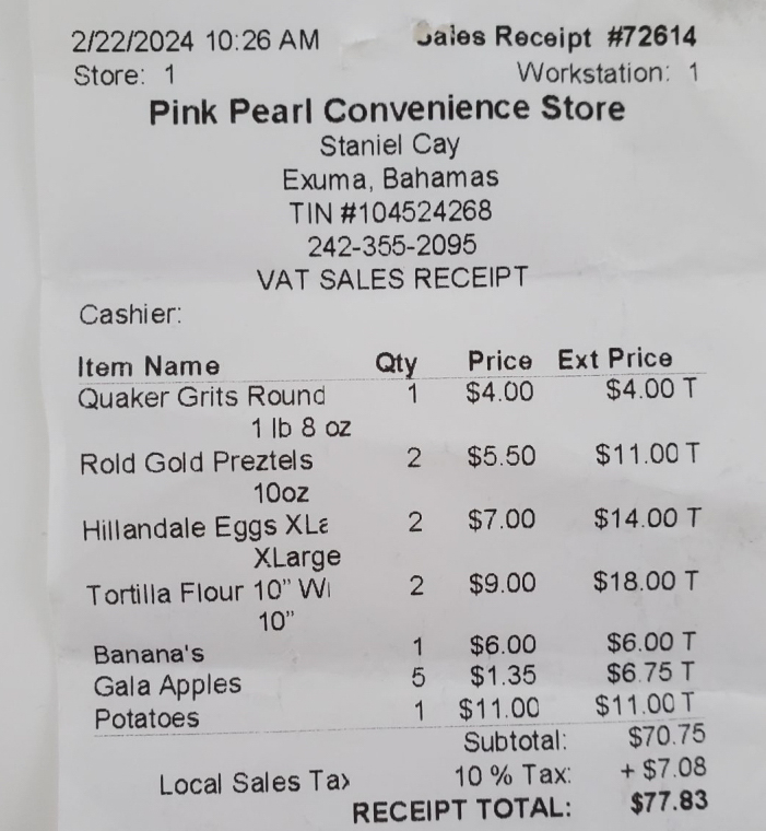 Shocking food prices in the Bahamas
