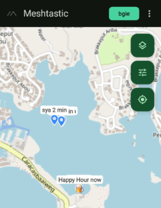 Waypoint showing where the Friday Happy Hour for cruisers is