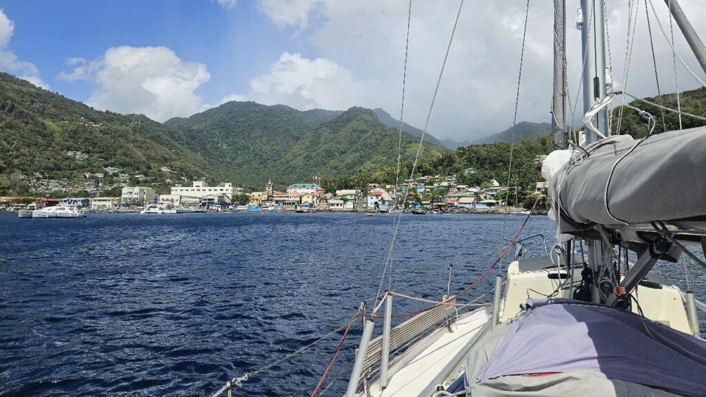 Overlooking the town to the north of Petit Piton from a sailboat